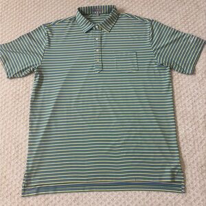 Peter Millar Green and Blue Polo Shirt with Stripes